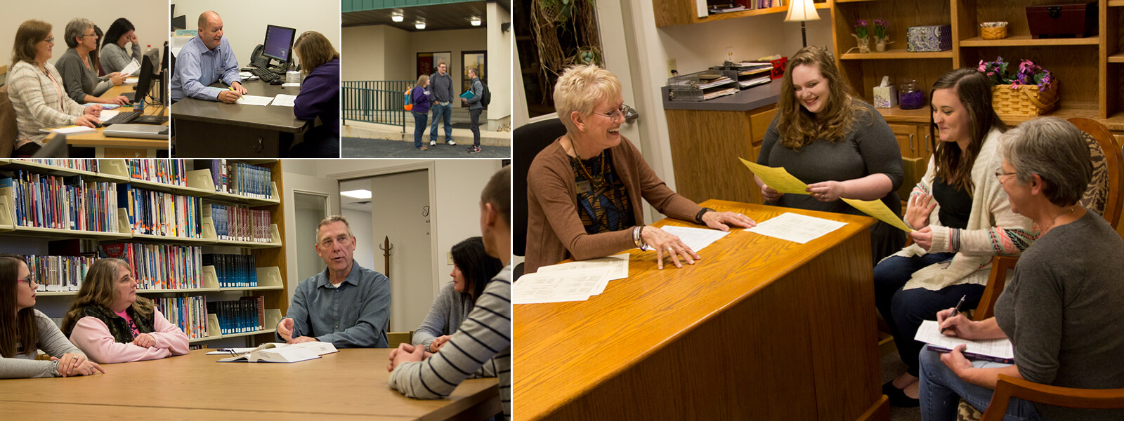 students outside main building of S-B-U Mountain View campus